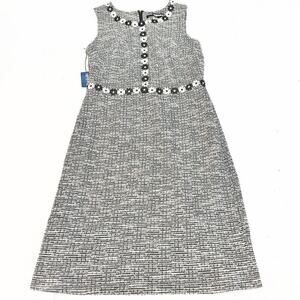 Karl Lagerfeld Tweed Flower Embroidered Sleeveless Dress Woven Size 8 NWT
